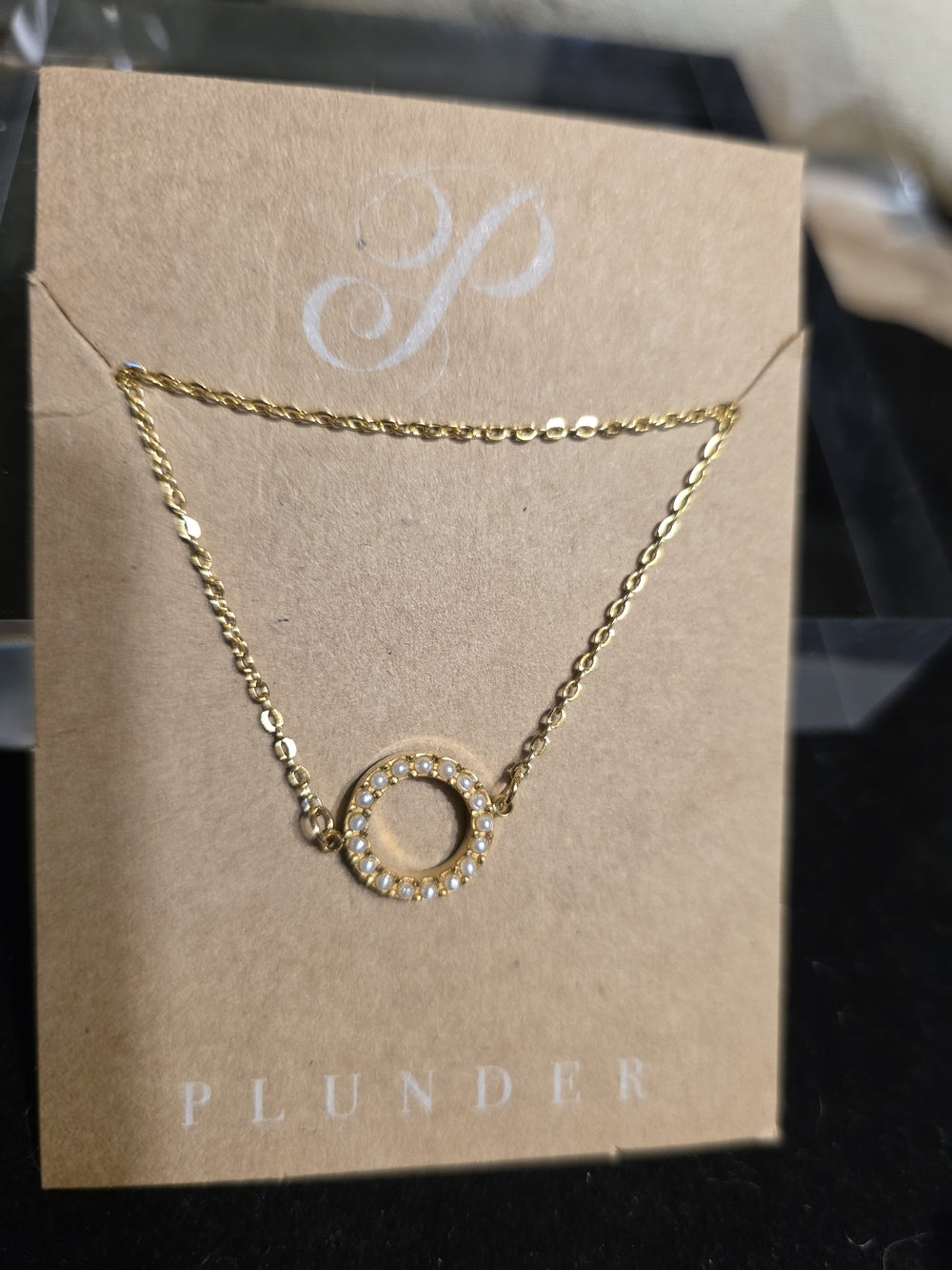 #836 Plunder Gold Crystal Halo Circle Necklace